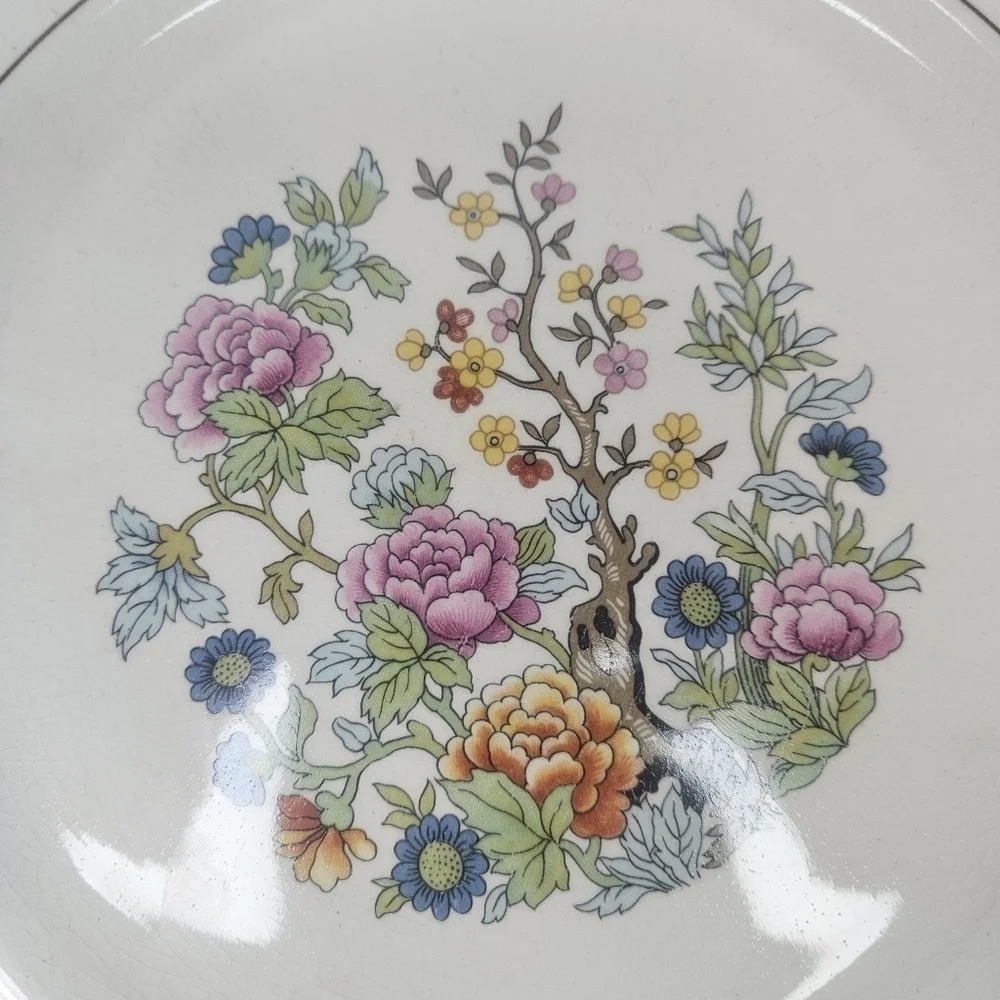 VTG Salem China Indian Tree Dinner Plates Set of 2 23K Gold Filigree 10”
